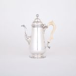 GEORGE II SILVER COFFEE POT, WILLIAM SHAW & WILLIAM PRIEST, LONDON, 1751 of tapering form with