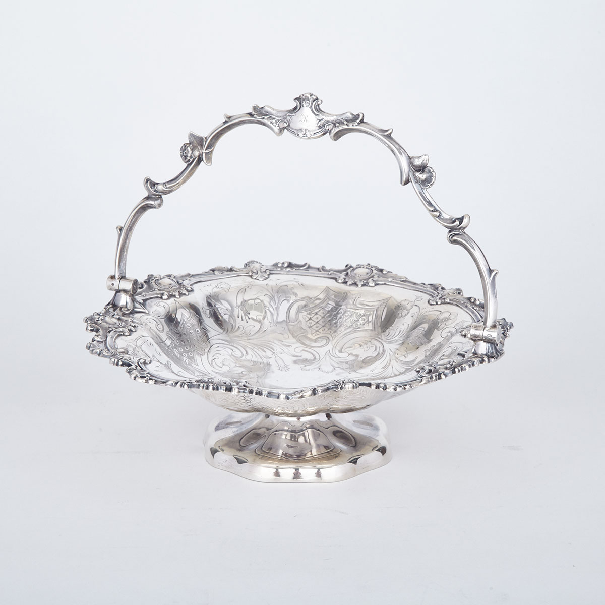 VICTORIAN SILVER CAKE BASKET, JAMES DIXON & SON, SHEFFIELD, 1853 of circular shape with moulded