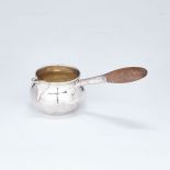 IRISH SILVER BRANDY SAUCEPAN, JOHN HAMILTON, DUBLIN, 1730S of plain baluster form with wooden