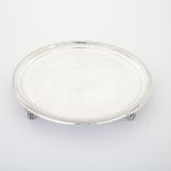 COLONIAL SILVER LARGE SALVER, POSSIBLY PORTUGUESE, 19TH CENTURY of circular shape, engraved with