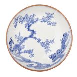 JAPANESE EXPORT BLUE & WHITE BOWL 日本出口青花大碗  Interior decorated with a cloud and floral motif, the