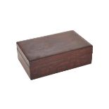 HUANGHUALI BOX 黃花梨文房盒  Of rectangular shape, dark finish throughout surface, length 14.6" — 37 cm.