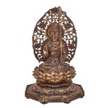 JAPANESE WOODEN CARVED BUDDHA, KOKUZO BOSATSU, AKASAGARBHA BODHISATTVA, EARLY 20TH CENTURY 20世紀早期