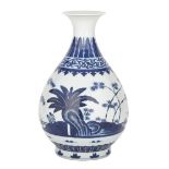 BLUE AND WHITE YUHUCHUN, TONGZHI MARK AND POSSIBLY OF THE PERIOD (1862-1874) 清同治款 青花芭蕉竹石玉壺春  Ｗell-