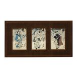 UTAGAWA KUNISADA (TOYOKUNI III, 1786-1865) 歌川國貞  Ink and colour on paper, framed, each 13.8" x 9.