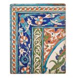 AN IZNIK POLYCHROME TILE, TURKEY, 16TH/17TH CENTURY 十六/十七世紀 伊兹尼克磁磚  Of rectangular form, decorated