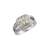 14K WHITE AND YELLOW GOLD RINGset with a brilliant cut diamond (approx. 1.20ct.) in a mount