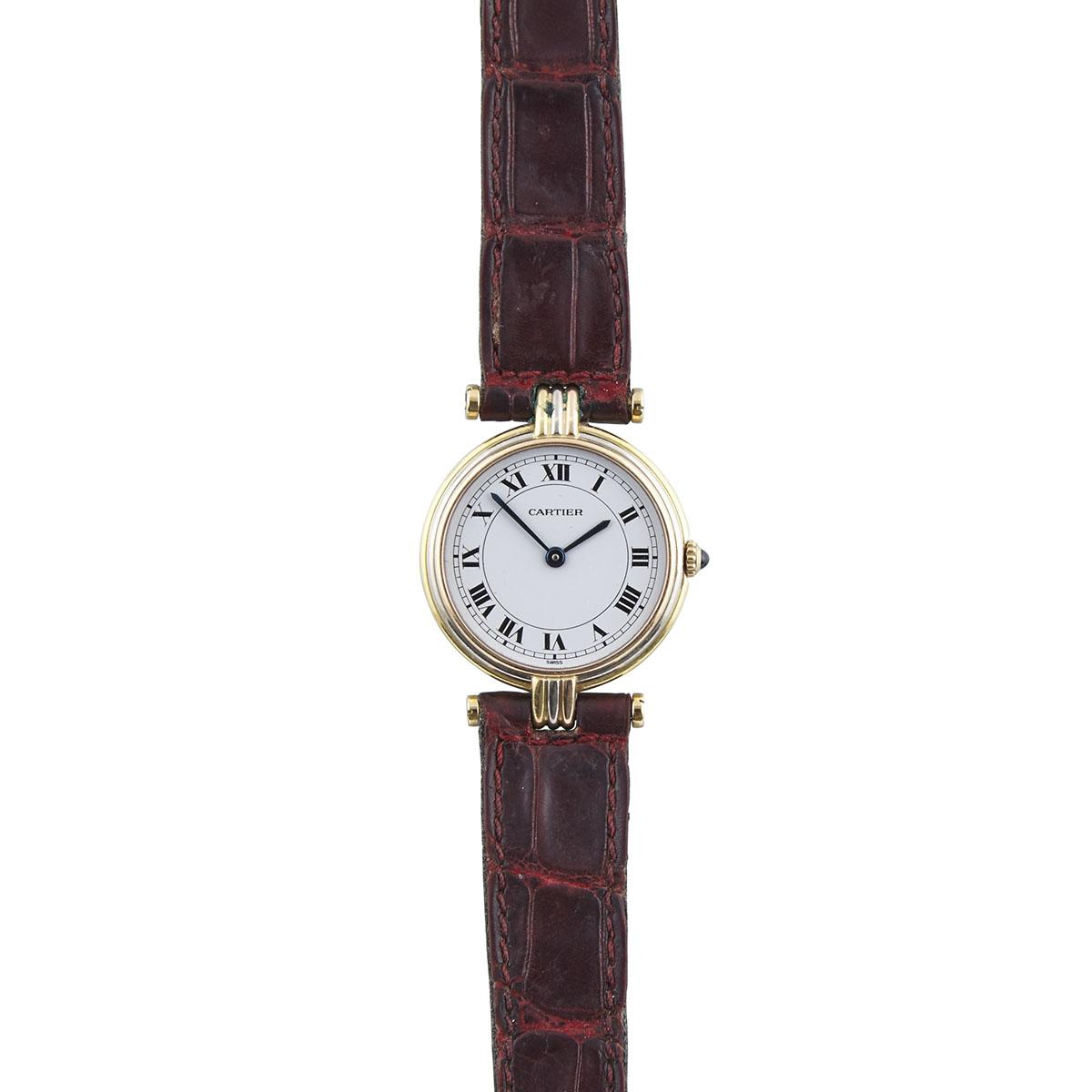 LADY’S CARTIER VENDOME TRINITY WRISTWATCHcirca 1990’s; case #810047700; 25mm; quartz movement; in an