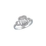 18K WHITE GOLD FILIGREE RINGset with 5 baguette cut and 46 brilliant cut diamonds (approx. 0.54ct.