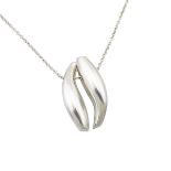 TIFFANY & COMPANY FRANK GEHRY STERLING SILVER DOUBLE FISH PENDANT AND CHAINlength 19" — 48.3 cm.