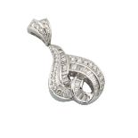 18K WHITE GOLD PENDANTchannel and bead set with 38 baguette cut and 27 brilliant cut diamonds (