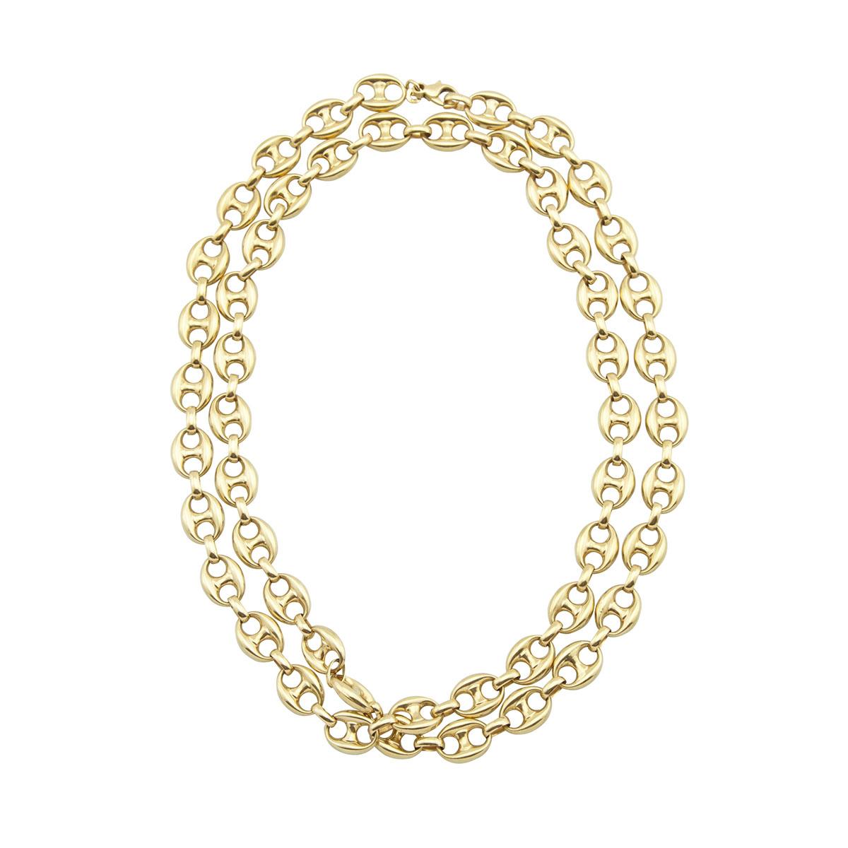 ITALIAN 18K YELLOW GOLD GUCCI-STYLE LINK CHAINlength 34" — 86.4 cm., 55.0 grams