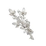 TIFFANY & CO. PALLADIUM SPRAY BROOCHset with 4 marquis cut diamonds (approx. 2.00ct.t.w.) and