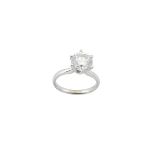 14K WHITE GOLD RINGset with a brilliant cut diamond (approx. 2.42ct.), size 5, 3.3 grams