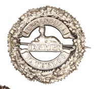An officer’s cast silver plated plaid brooch of The Queen’s Own Cameron Highlanders by Kirkwood
