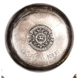 A Boer War period round silver snuff box, with badge of the 4th Bedfordshire Regt, Hartfordshire