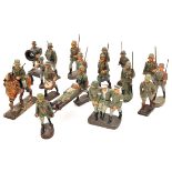 18 Lineol, Elastolin etc composition German toy soldiers. Most pre WW11 infantry, including one