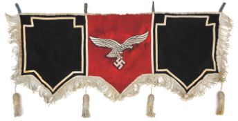 A Third Reich Luftwaffe single sided horizontal banner or pelmet, approximately 37” x 15” deep,