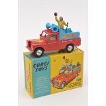 Corgi Toys Chipperfields Circus Land Rover Parade Vehicle (487). In red and light blue livery,