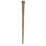 A polished darkwood pole club, probably Fijian, of flared form towards rounded conical top, slightly