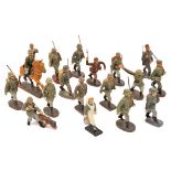 18 Lineol, Elastolin etc composition German toy soldiers. Most pre WW11 infantry, including one