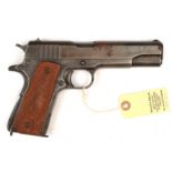 A .45” Colt M1911 A1 US Army semi automatic pistol, number 2381981, by Remington Rand Inc, Syracuse,