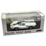 gmp 1:18 scale Lola T70C. In white with green racing stripe, RN 36, opening rear engine cover to