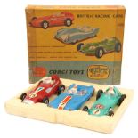 Corgi Toys Gift Set No.5. ‘British Racing Cars’. Comprising a Vanwall Formula 1 Grand Prix, in