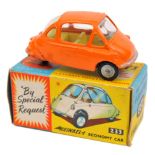 Corgi Toys Heinkel Economy Car (233). An example in orange with lemon interior. Boxed, minor wear.