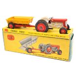 Corgi Toys Gift Set No.7 Massey-Ferguson 65 Tractor And Tipper Trailer. Tractor in red and cream