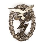 A Third Reich Luftwaffe Ground Combat badge,  of good quality construction, rivetted eagle,