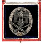 A scarce Third Reich Panzer 50 Assault badge, maker’s mark for Rudolf and Karneth, Gablenz. VGC in