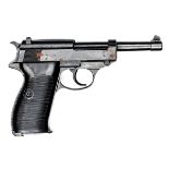 A good 9mm Walther P38 semi automatic pistol,  number 7068, the frame with maker’s code “cyq” (