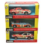 3 1970’s Solido sports/racing cars. Ferrari Daytona RN 118 (16) in Thompson red and white livery.