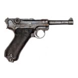 A 9mm PO8 Luger semi automatic pistol, number 3817 on most parts (the toggle numbered 56), the