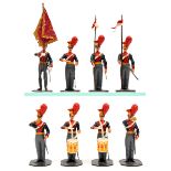 34 white metal soldiers. British dismounted Calvary. Comprising – 17 9th Lancers C.1820, standard