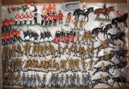 A good quantity of repainted Britains soldiers. 11 Cameron Highlanders marching at the slope in