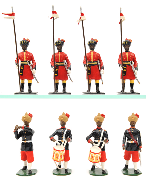 33 white metal soldiers. Indian soldiers. Comprising 7 of The Governor Generals Body Guard, 1