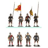 30 white metal soldiers. English Civil War infantry. Including 3 standard bearers, 3 Officers, 2