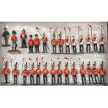28 white metal soldiers. 17 16th British Lancers comprising  - 3 trumpeters and 13 troopers with