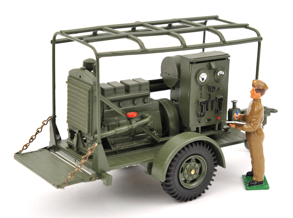 A CJB Military Models 1:32 scale late 1930’-40’s style diesel generator. A white metal model mounted