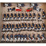 40 white metal soldiers. All French Foreign Legion. Including 2 standard bearers, 4 side drummers,