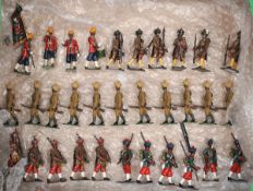 33 white metal soldiers. Indian infantry, comprising – Ludhiana Sikhs, Officer, colour bearer,