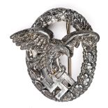 A scarce Third Reich Observer’s badge, late issue in grey alloy, maker’s name on reverse “Paul
