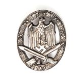 A Third Reich General Assault badge, silver finish, flat back. GC Plate 13