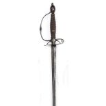 A late 18th century steel hilted mourning smallsword, blade 32½” of hollow triangular section