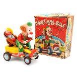 A 1960’s M.T. Modern Toys battery operated ‘Pierrot-Monkey Cycle’. A circus style 4-wheeled funny