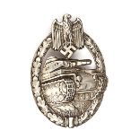 A Third Reich Panzer Assault badge silver grade,  good quality die stamped. GC Plate 13