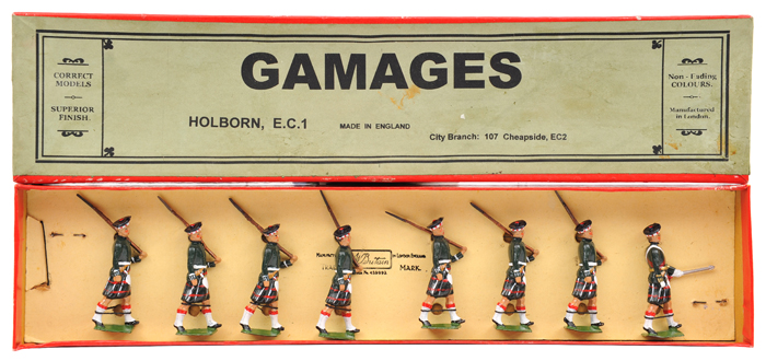 A rare set Britains for Gamages Seaforth Highlanders (Ross-shire Buffs) The Duke of Albany’s.