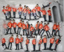 34 white metal soldiers. British Infantry of The Line, in scarlet home service tunics. Comprising 11
